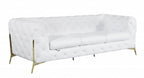 93" Black Italian Leather Chesterfield Sofa With Silver Legs