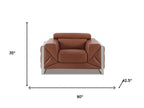Three Piece Indoor Camel Italian Leather Six Person Seating Set