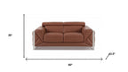 Two Piece Indoor Camel Italian Leather Five Person Seating Set