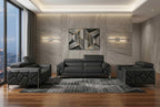 Three Piece Indoor Dark Gray Italian Leather Six Person Seating Set
