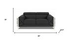 Two Piece Indoor Dark Gray Italian Leather Five Person Seating Set