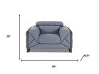 Three Piece Indoor Light Blue Italian Leather Six Person Seating Set