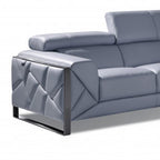 Two Piece Indoor Light Blue Italian Leather Five Person Seating Set