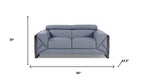 Two Piece Indoor Light Blue Italian Leather Five Person Seating Set