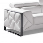Two Piece Indoor White Italian Leather Five Person Seating Set