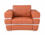 Three Piece Indoor Camel Italian Leather Six Person Seating Set