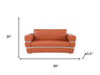 Two Piece Indoor Camel Italian Leather Five Person Seating Set