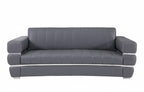 Three Piece Indoor Dark Gray Italian Leather Six Person Seating Set