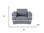 Three Piece Indoor Dark Gray Italian Leather Six Person Seating Set