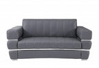 Two Piece Indoor Dark Gray Italian Leather Five Person Seating Set