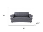 Two Piece Indoor Dark Gray Italian Leather Five Person Seating Set