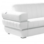 Two Piece Indoor White Italian Leather Five Person Seating Set