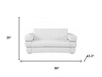 Two Piece Indoor White Italian Leather Five Person Seating Set