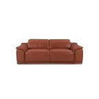 Two Piece Indoor Camel Italian Leather Five Person Seating Set