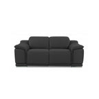 Two Piece Indoor Dark Gray Italian Leather Five Person Seating Set