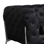 Two Piece Indoor Black Italian Leather Five Person Seating Set