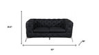Two Piece Indoor Black Italian Leather Five Person Seating Set