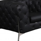 Three Piece Indoor Black Italian Leather Six Person Seating Set