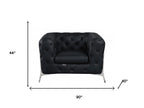 Three Piece Indoor Black Italian Leather Six Person Seating Set
