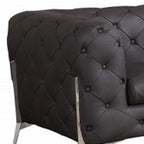 Two Piece Indoor Brown Italian Leather Five Person Seating Set