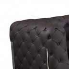 Three Piece Indoor Brown Italian Leather Six Person Seating Set