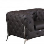 Three Piece Indoor Brown Italian Leather Six Person Seating Set