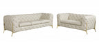 Two Piece Indoor Beige Italian Leather Five Person Seating Set