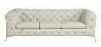 Two Piece Indoor Beige Italian Leather Five Person Seating Set