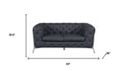 Two Piece Indoor Dark Gray Italian Leather Five Person Seating Set