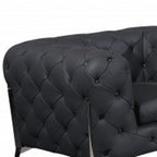 Three Piece Indoor Dark Gray Italian Leather Six Person Seating Set