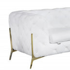 Two Piece Indoor White Italian Leather Five Person Seating Set