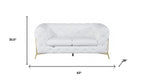 Two Piece Indoor White Italian Leather Five Person Seating Set