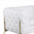 Three Piece Indoor White Italian Leather Six Person Seating Set