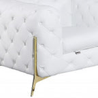 Three Piece Indoor White Italian Leather Six Person Seating Set