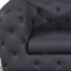 Three Piece Indoor Dark Gray Italian Leather Five Person Seating Set