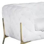 Three Piece Indoor White Italian Leather Five Person Seating Set