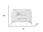 Three Piece Indoor White Italian Leather Five Person Seating Set