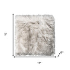 Set Of Two 17" X 17"  Ombre Grey Faux Fur Dining Chair Cushion Pads