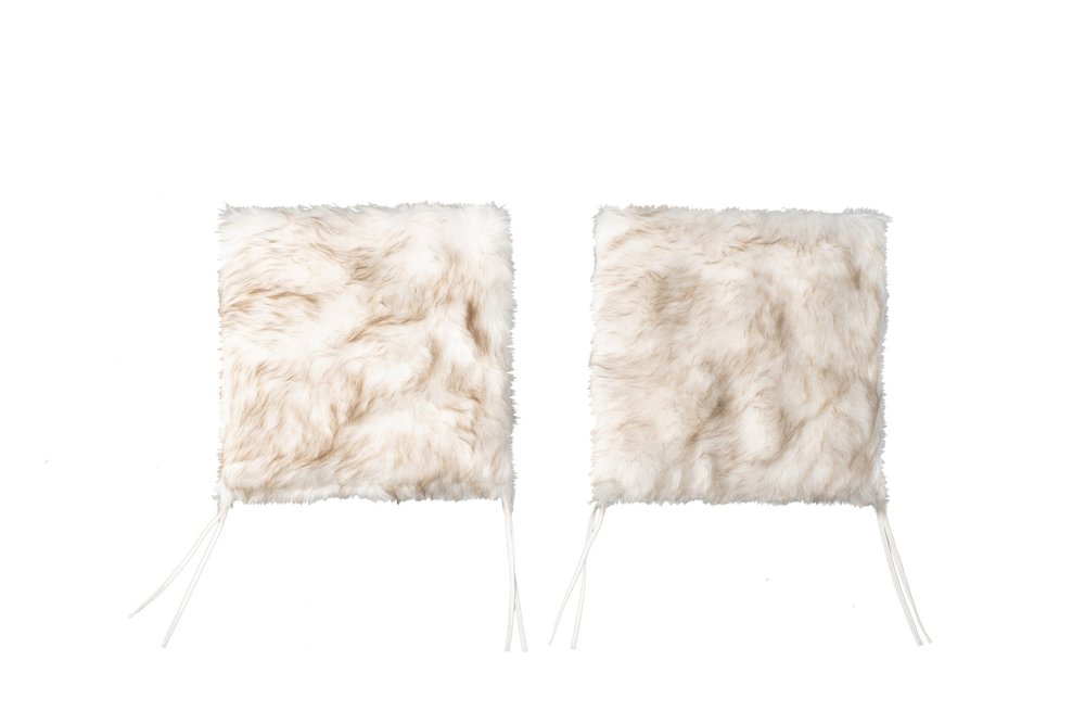 Set Of Two 17" X 17" Gradient Tan Faux Fur Dining Chair Pad