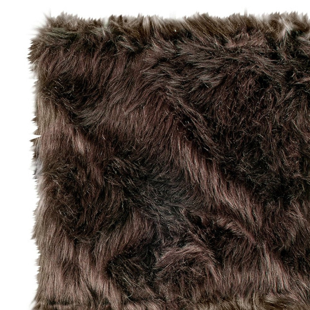 Set of Two 17" Chocolate Faux Fur Dining Chair Pads