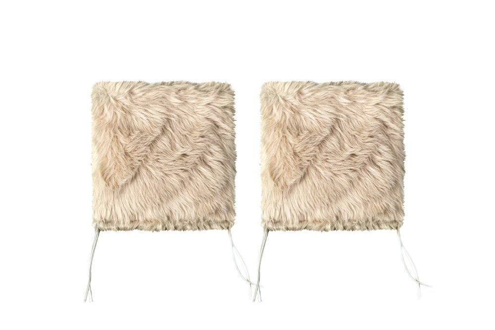 Set Of Two 17" X 17" Taupe Faux Fur Solid Color Dining Chair Pads