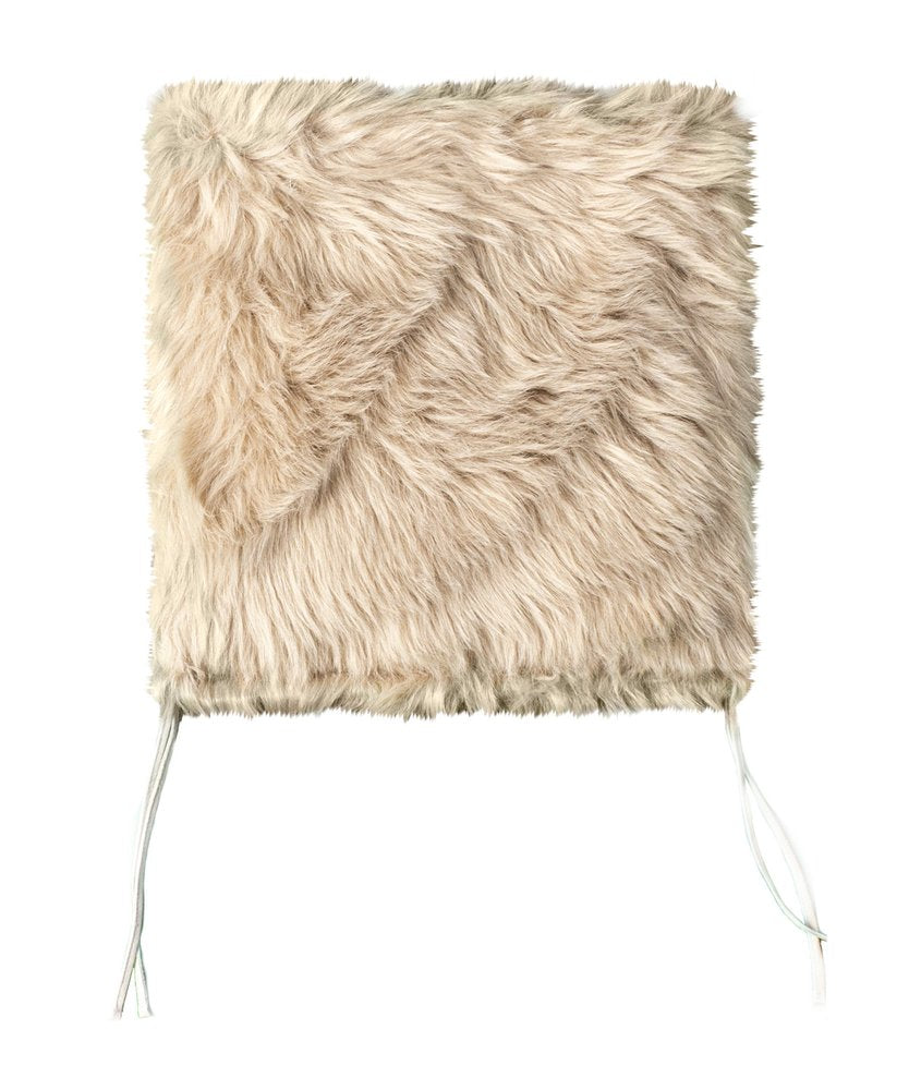 Set Of Two 17" X 17" Taupe Faux Fur Solid Color Dining Chair Pads