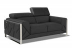 75" Gray And Silver Italian Leather Loveseat
