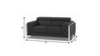 75" Gray And Silver Italian Leather Loveseat