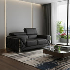 75" Gray And Silver Italian Leather Loveseat