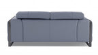 75" Light Blue And Black Italian Leather Loveseat