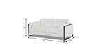 75" White And Black Italian Leather Loveseat