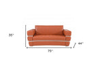75" Camel And Silver Italian Leather Loveseat