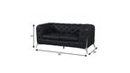 69" Black And Silver Italian Leather Loveseat