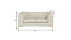 69" Beige And Gold Italian Leather Loveseat